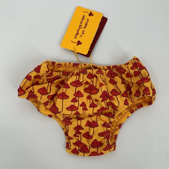 Agua Bendita Tropic of C Ella swim bottoms orange red mushroom baby new 6-9M - Picture 1 of 3